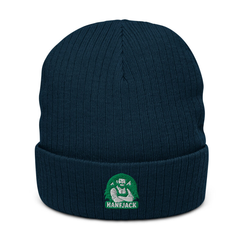 Gerippte Strickmütze mit Hanfjack Logo gestickt