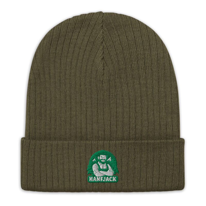 Gerippte Strickmütze mit Hanfjack Logo gestickt – Bild 8