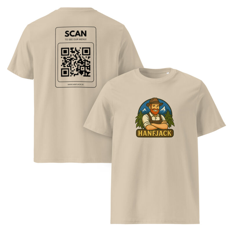 Unisex-Bio-Baumwoll-T-Shirt Hanfjack Supporter mit QR Code
