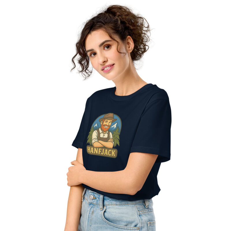 Mittelschweres Unisex Bio-T-Shirt - Hanfjack Logo – Bild 3