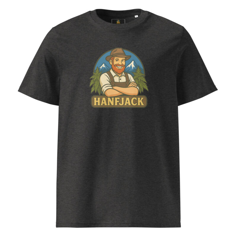Unisex Bio-T-Shirt mit Rippkragen - Hanfjack Logo – Bild 4