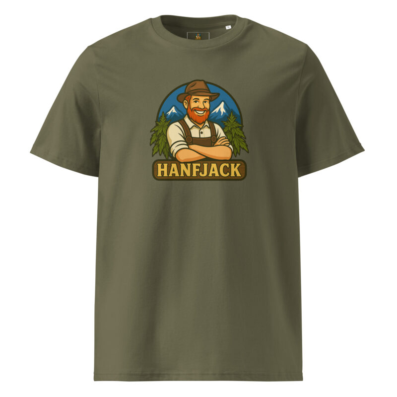 Unisex Bio-T-Shirt mit Rippkragen - Hanfjack Logo – Bild 6