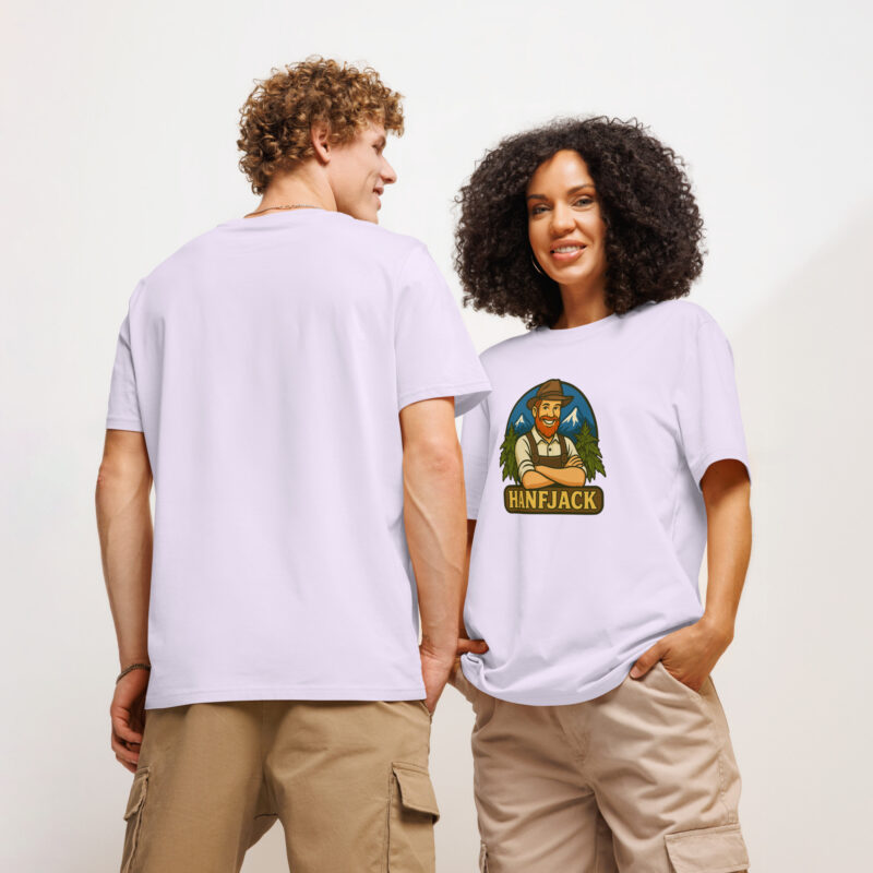 Unisex Bio-T-Shirt mit Rippkragen - Hanfjack Logo – Bild 11