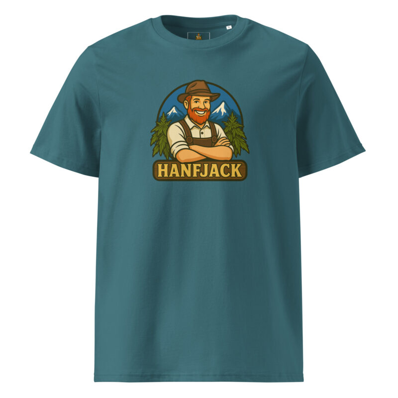 Unisex Bio-T-Shirt mit Rippkragen - Hanfjack Logo – Bild 5