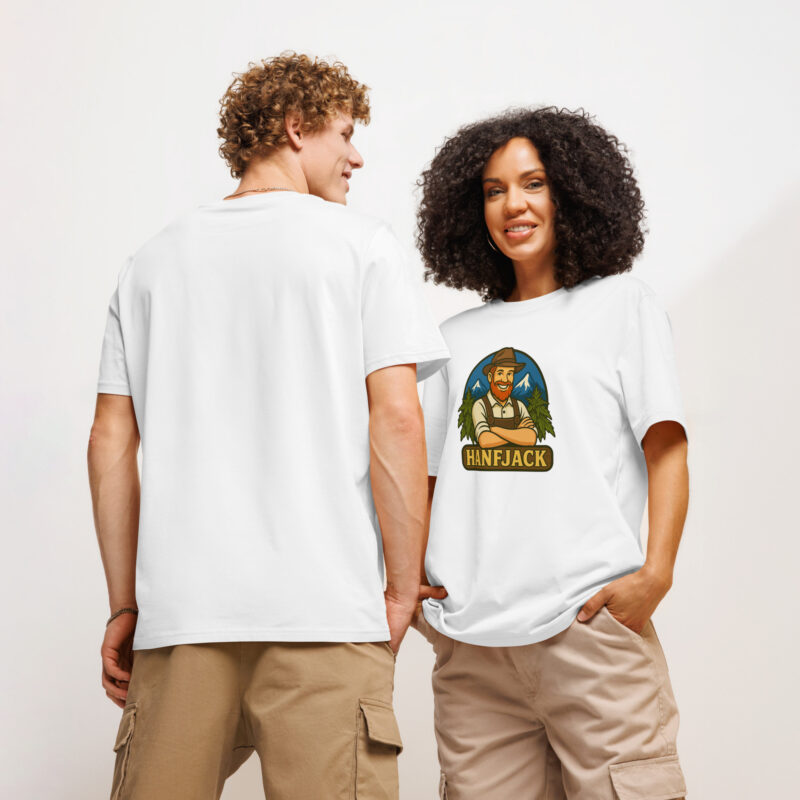 Unisex Bio-T-Shirt mit Rippkragen - Hanfjack Logo – Bild 12