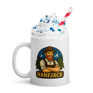 Weiße, glänzende Tasse – Hanfjack Logo Tassen Hanfjack Merch
