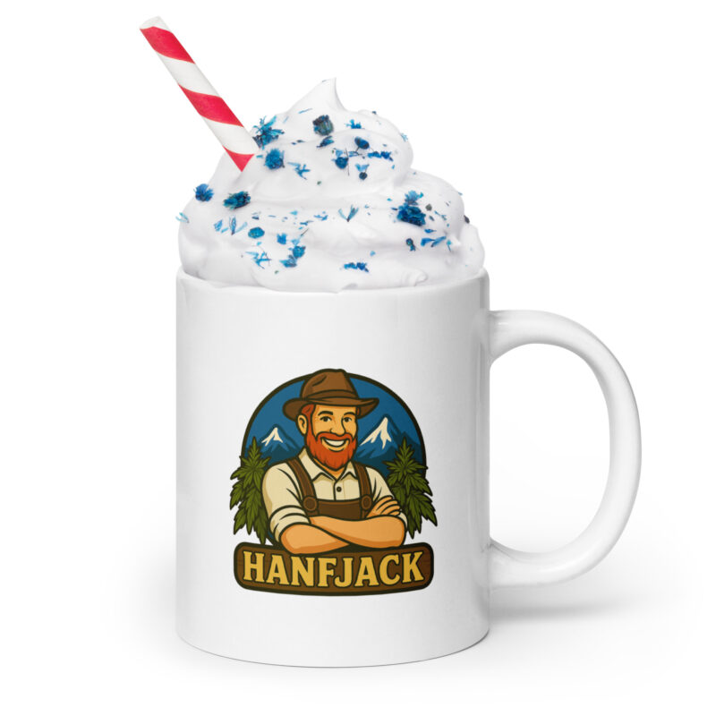 Weiße, glänzende Tasse - Hanfjack Logo – Bild 6