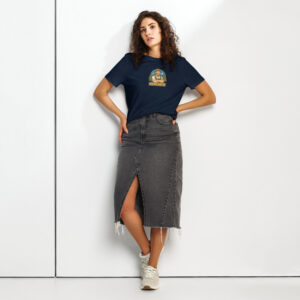 Bio-T-Shirt mit Rippkragen für Damen - Hanfjack Logo