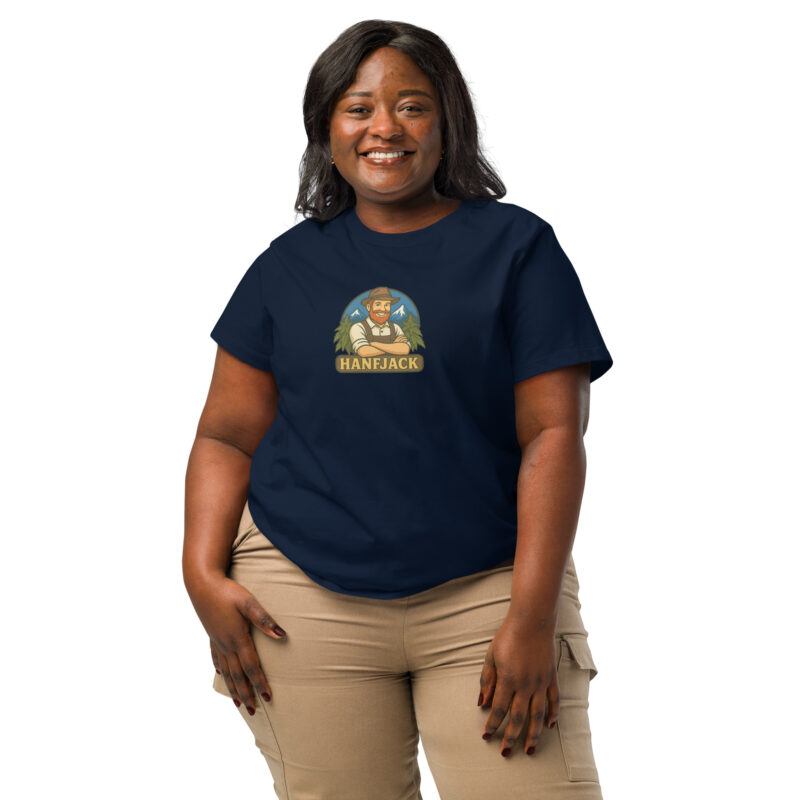 Bio-T-Shirt mit Rippkragen für Damen - Hanfjack Logo – Bild 3